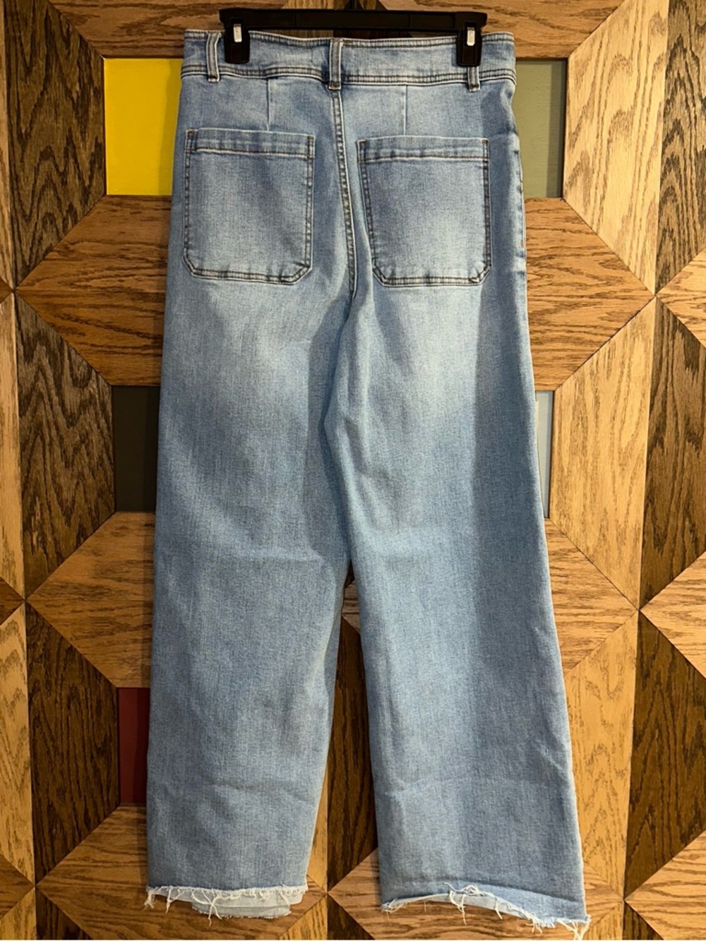 OAT New York Wide Leg Jeans High-Rise Light Wash Denim Sailor Utility Sz 6/28 - Picture 2 of 9